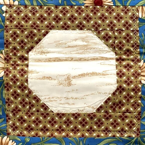 Handmade Quilted Table Runner Wall Hanger Country Patchwork Farmhouse Sunflowers - Picture 6 of 11